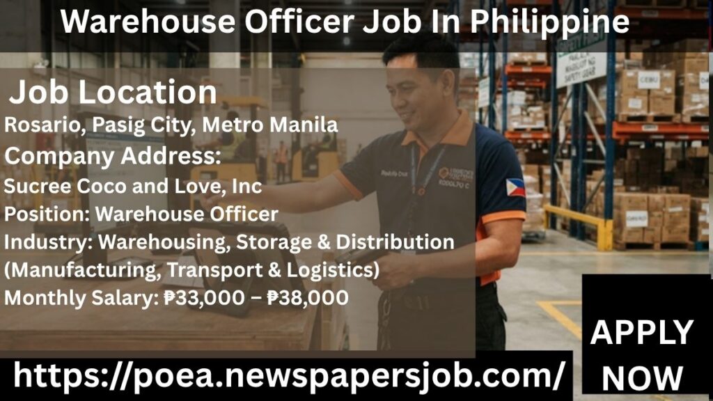 Warehouse Officer Job In Philippine